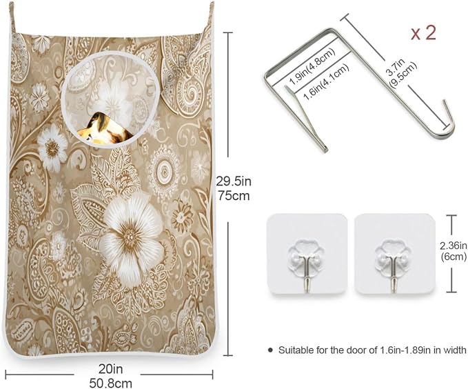 2PCS Hanging Laundry Hamper Bag Over the Door Laundry Hamper Wall Hamper Large - Image 3