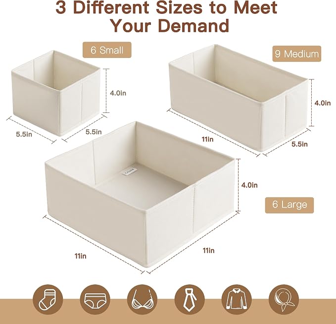 Drawer Organizer Clothes, 21 Pack Dresser Organizer - Image 3