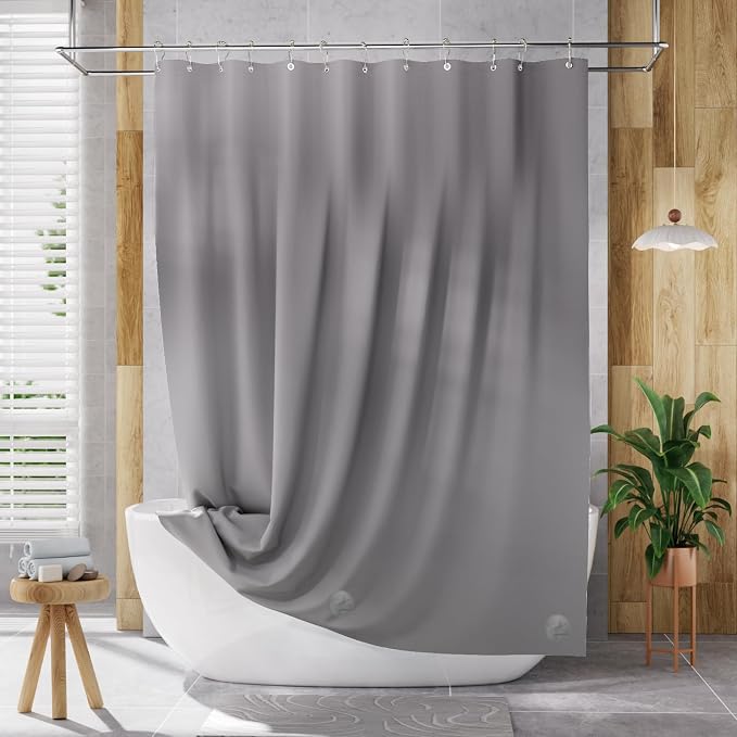 AmazerBath Shower Curtain Liner, 72x72 Grey Shower Liner, Cute Plastic Shower - Image 7