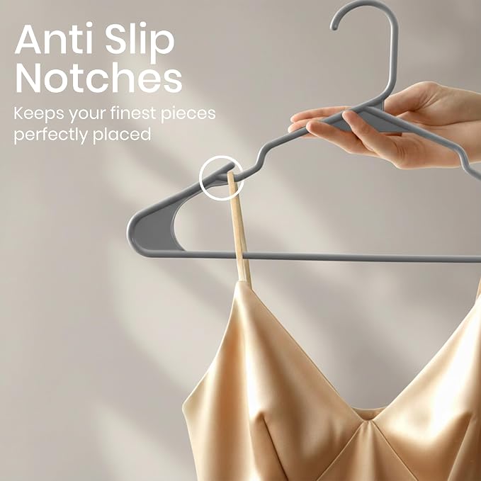 Utopia Home Plastic Hangers 50 Pack – Space Saving Clothes Hanger Grey | - Image 3