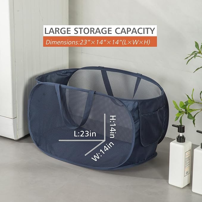Sturdy Mesh Laundry Hamper Basket Bag, collapsible Pop up - Image 5