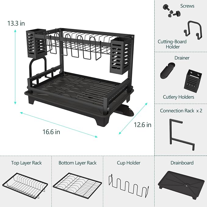 Dish Drying Rack: 2 Tier Dish Racks - Image 4