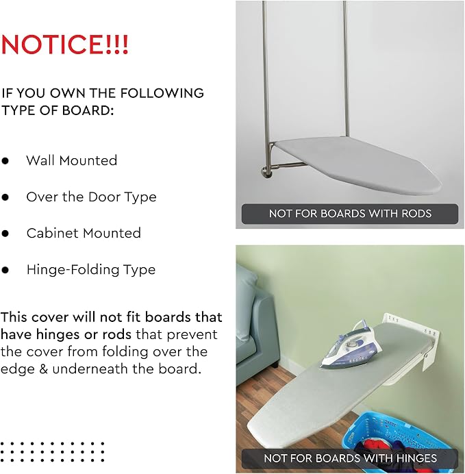 Encasa XO Ironing Board Cover and Pad, Thick Felt 28"x12" - Image 7