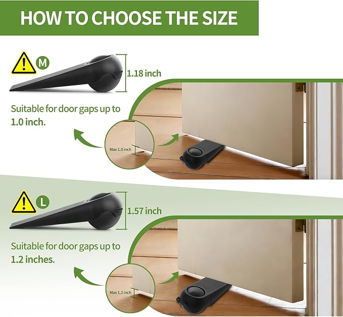 Door Stoppers for Bottom of Door, 2 Pack 3.9", Rubber Door Stopper Wedges - Image 4