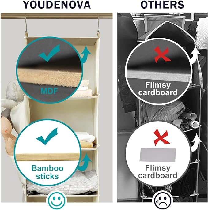 YOUDENOVA Hanging Closet Organizer and Storage, 2 Packs, 2 Side Pockets - Image 5
