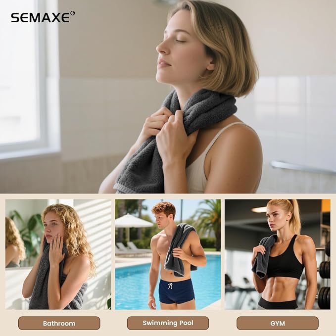 SEMAXE 4-Pack Gray Cotton Hand Towels - Image 6