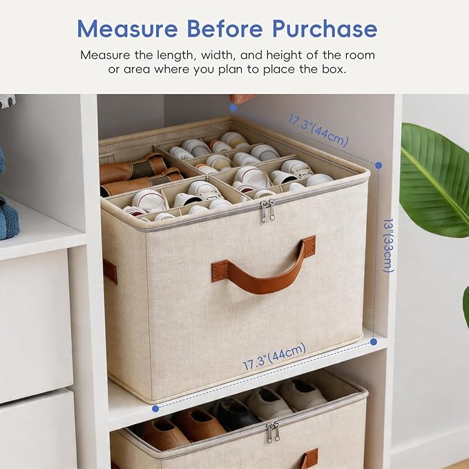  Shoe Storage Organizer 2 Pack, Fabric Stackable Shoe Box - Image 3