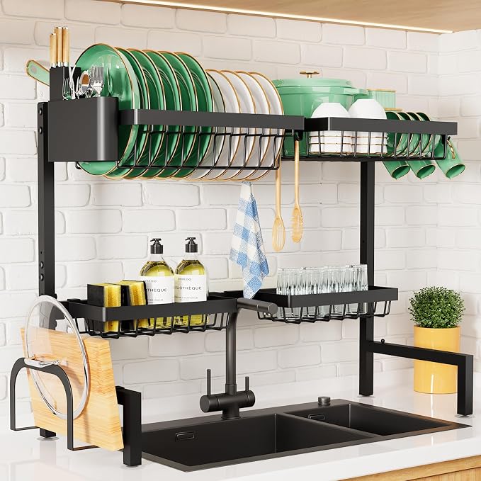 Kitsure Adjustable Over The Sink Dish Drying Rack, 26.8" -33.9"x21.5" | Sink by Kitsure