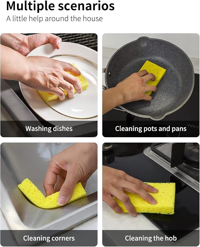 6 Pack Cellulose Scrub Sponges Non-Scratch Heavy Duty - Image 8