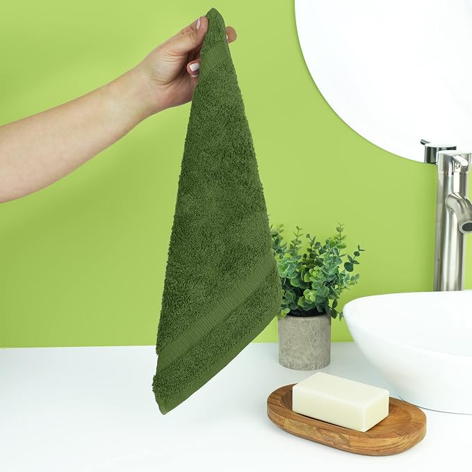 Chakir Turkish Linens 100% Cotton 4-Pack Washcloths 13x13, Moss | Premium - Image 2