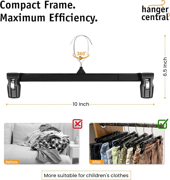 10 Inch 30 Pack Youth Pants Hangers Slim Plastic Clothes Hangers - Image 3