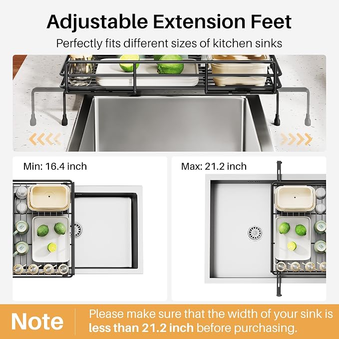 Expandable Dish Drying Rack for Kitchen Counter, Stainless Steel, Large Capacity - Image 7