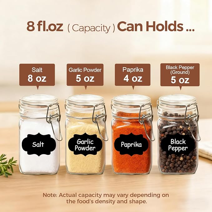 ComSaf Square Small 8 oz Glass Spice Jars - Image 3