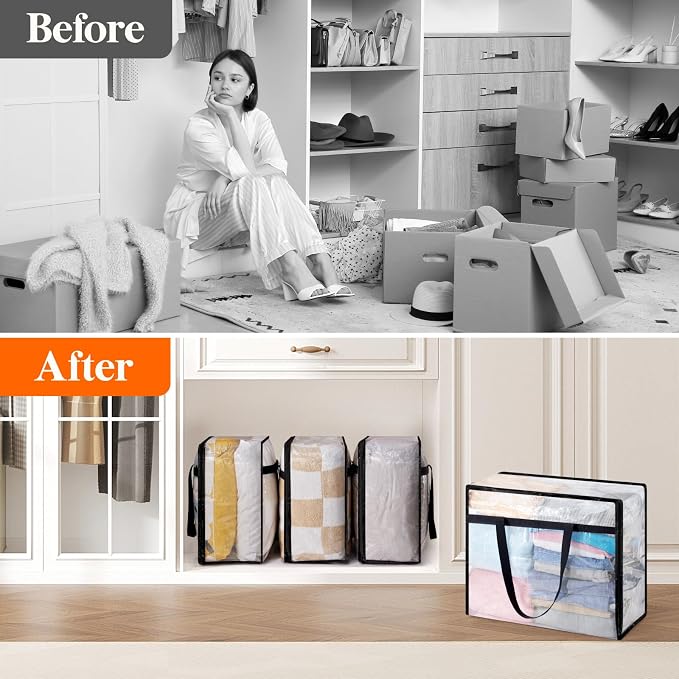 Lifewit 2 Pack Clear Storage Bags, 45L Clothes Organizer - Image 8