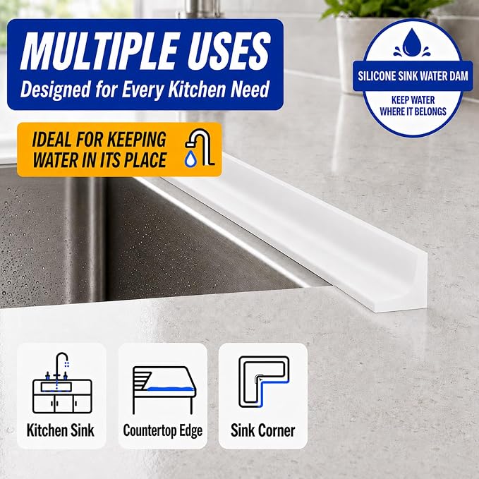 Kitchen Sink Splash Guard and Bathtub Water Barrier, 98 in | Flexible - Image 5