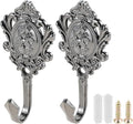 Curtain Holdbacks Small Lightweight Hooks, Vintage Black Rose Pattern | 2 Pack by Hicello