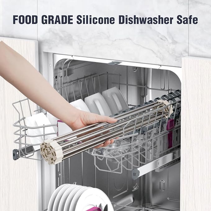 Tomorotec Roll Up Dish Drying Rack Over Sink, 304 Steel, Heat-Resistant Trivet - Image 6