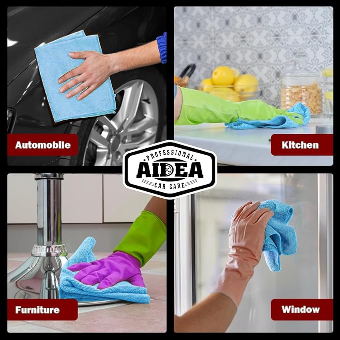 AIDEA Microfiber Cleaning Cloth Blue 20PK, Cleaning Rags 12×12" | Microfiber - Image 5