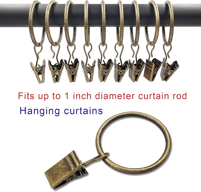 40 Pack Curtain Rings with Clips, Drapery Clips with Rings, Drapes Rings 1.26 - Image 4