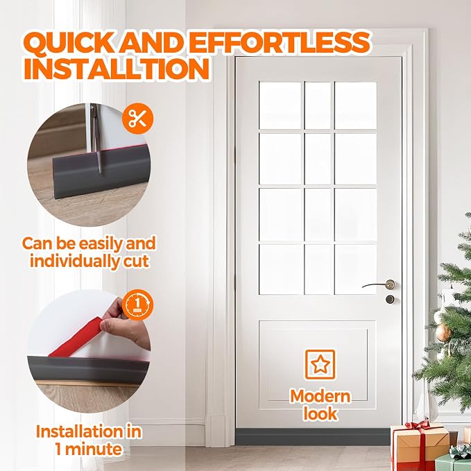 Holikme Weather Stripping 41 inch Under Door Draft Blocker Door Seal, Door - Image 6
