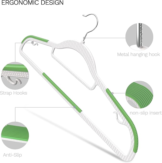 60 Pack Heavy Duty Plastic Hangers, Non Slip Clothes Hangers - Image 4
