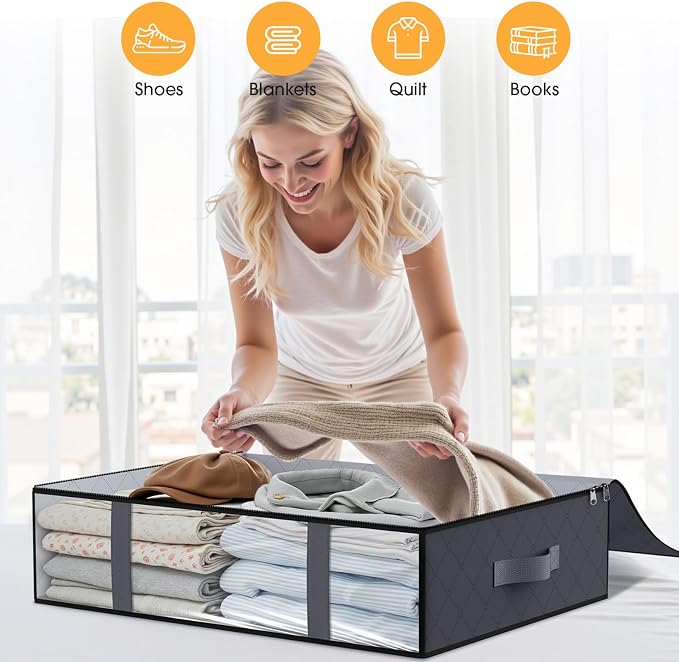 StorageRight Under Bed Storage Bags, 10 Pack, Comforters, Blankets and Seasonal - Image 4