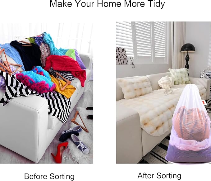 2 Pack Mesh Laundry Bags 24 x 36 Inches Drawstring Bag White - Image 5