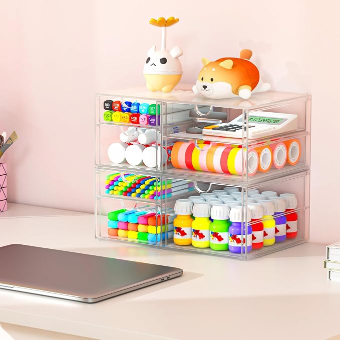4-Pack 22-Drawer Acrylic Storage & Makeup Organizer - Image 4