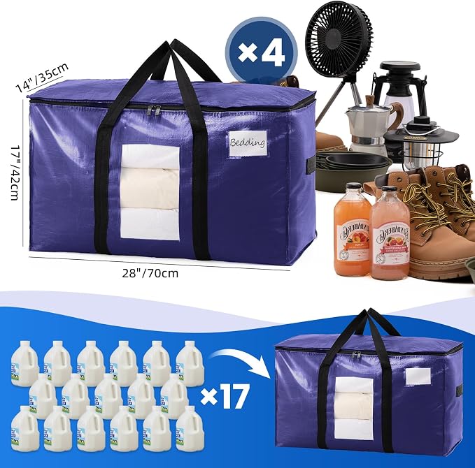 TAILI 4 Pack Dark Blue XXL Moving Bags, Storage Bags - Image 6