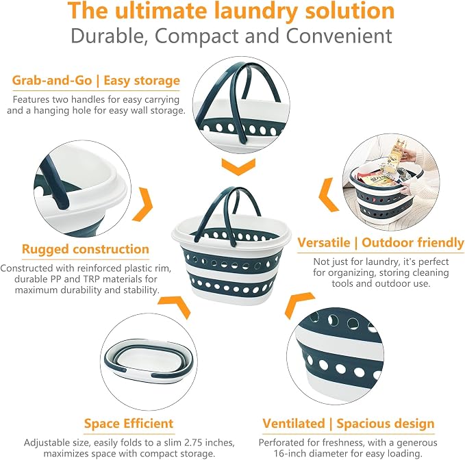 2 Pack Compact Collapsible Laundry Basket, Small Size Pop-Up Hamper Perfect - Image 3