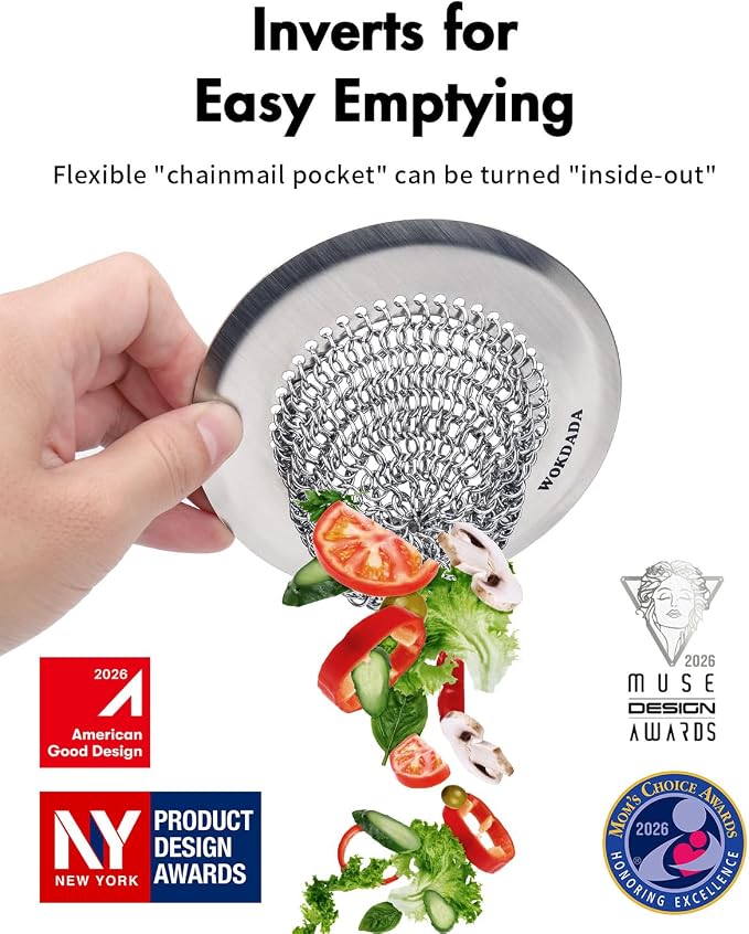 4 Pack Kitchen Sink Drain Strainer, Patented Reversible Chain Mesh Basket - Image 2