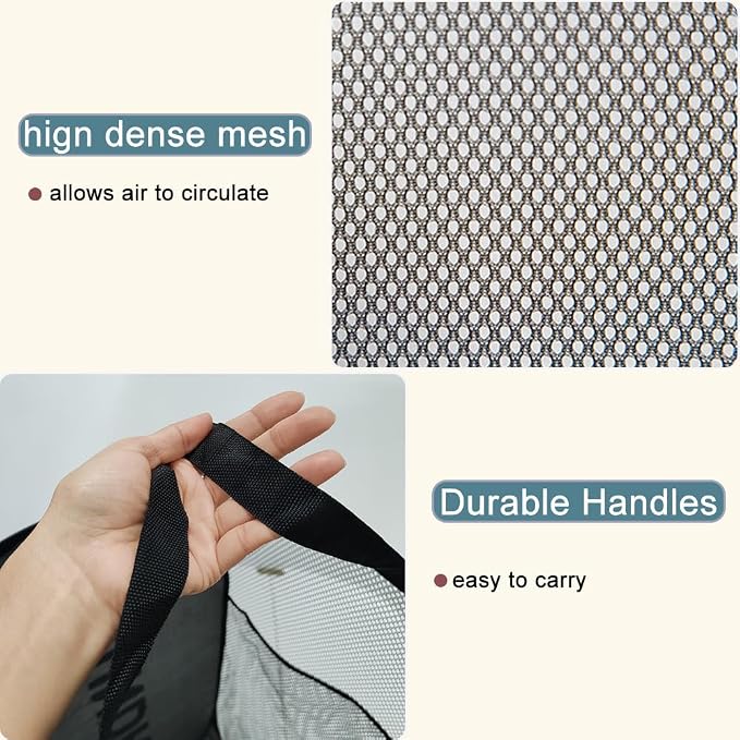 2Pack Black and Pink Laundry Baskets Fodable Mesh Hamper - Image 4