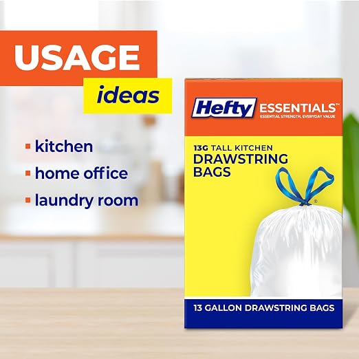 Hefty Essentials 13 Gallon Kitchen Trash Bags, 120ct | Bulk Pack, 13G Tall - Image 4