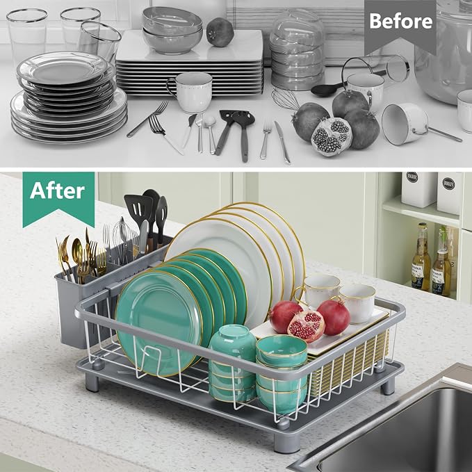 Hiviweer Dish Drying Rack for Kitchen Counter, 16.2" L x 12.5" W, Removable - Image 6