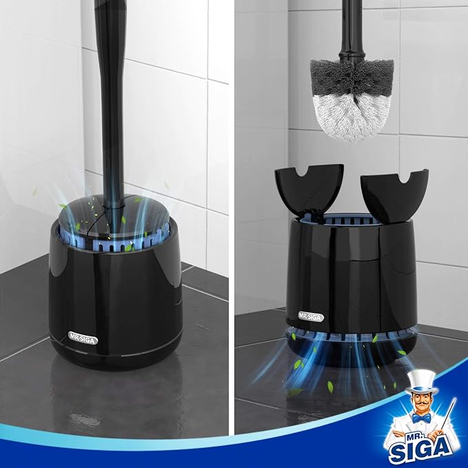 MR.SIGA Toilet Bowl Brush and Holder, Sturdy Long Handle, 1 Pack | Automatic - Image 3