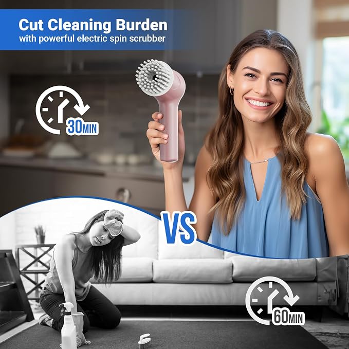 PUFTEM Electric Spin Scrubber, Cordless Shower Scrubber, Dual Speed, 6 - Image 6