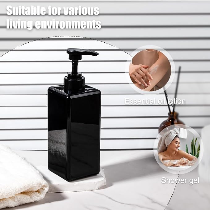 Refillable Lotion Soap Dispenser Plastic Pump Bottle 22oz Black 2 Pack | - Image 6