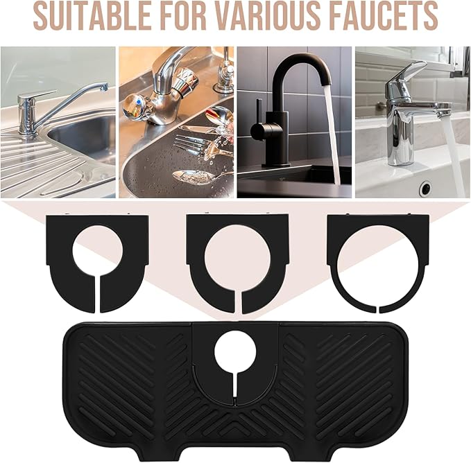 Teenyyou 2 Pcs Silicone Faucet Splash Guard 10.6 ” x 4.3” Kitchen Sink Splash - Image 3