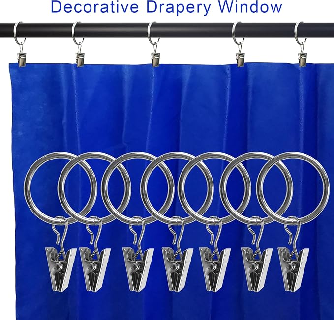 40 Pack Curtain Rings with Clips, Drapery Clips with Rings, Drapes Rings 1.26 - Image 4