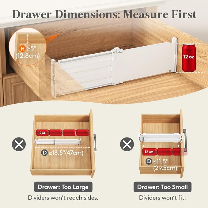 Lifewit 5" Tall Drawer Dividers, Adjustable Deep Drawer Organizer Clothes | 5 - Image 5