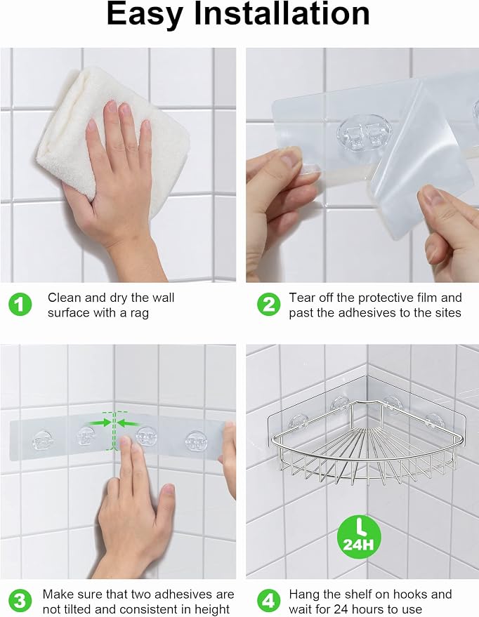 SMARTAKE 2-Pack Corner Shower Caddy, SUS304 Stainless Steel - Image 7
