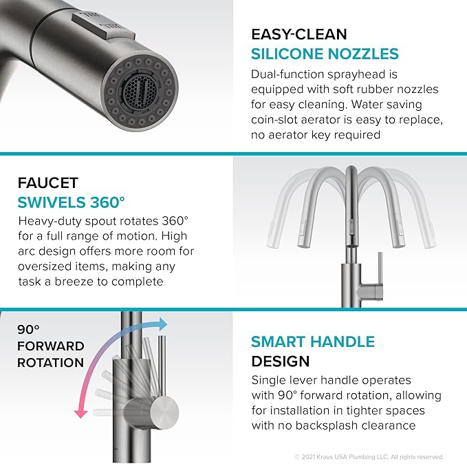 KRAUS Champagne Bronze Pull Down Kitchen Faucet KPF-2620SFACB | QuickDock top - Image 3