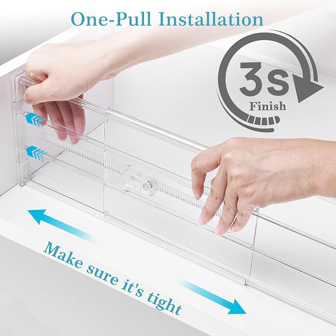 Vtopmart 6" Tall Upgrade Drawer Dividers, 12.8"-22.3" Expandable, 4 Pack | Deep - Image 7
