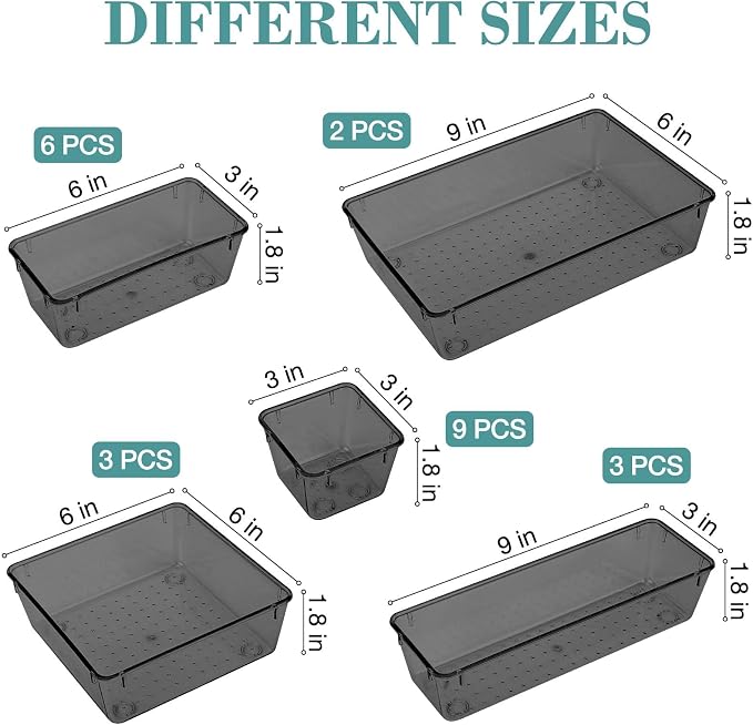23 PCS Drawer Organizer Set, 5 Size Bathroom and kitchen organizer Trays | - Image 2