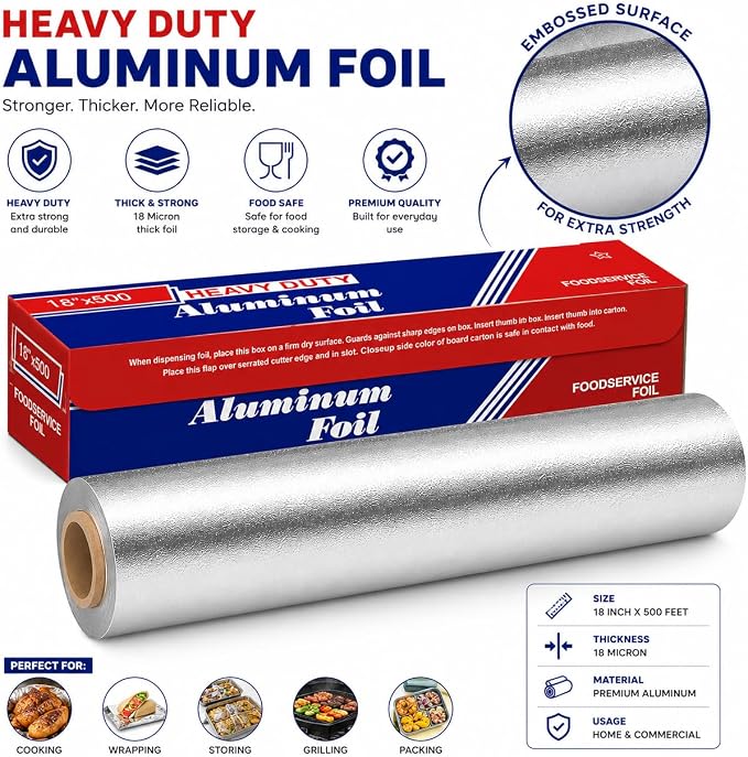 Ox Plastics Aluminum Foil Wrap | Heavy-Duty, Commercial Grade - Image 3