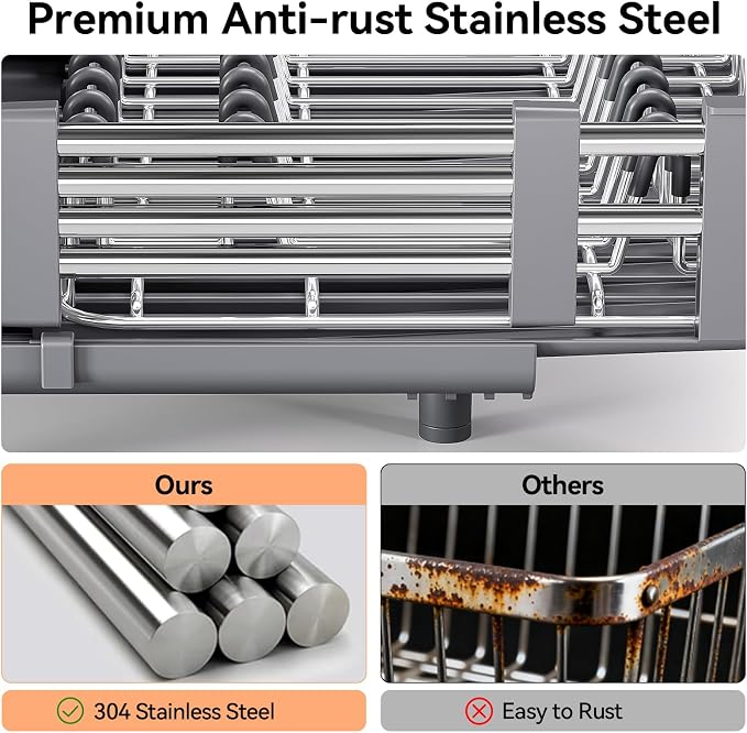 Urackify Extendable Stainless Dish Drying Rack - Image 8