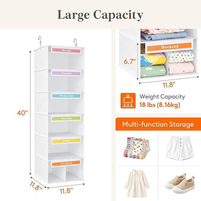 Lifewit 6 Shelf Weekly Clothes Storage Organizer - Image 4
