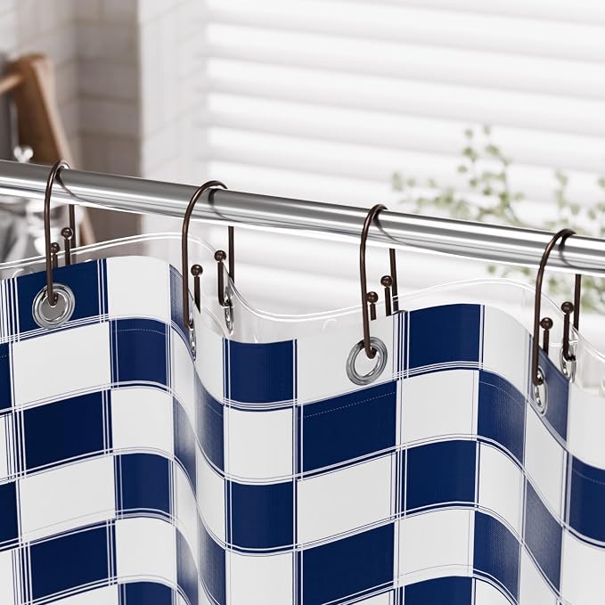 AmazerBath Shower Curtain Hooks, Simple Bronze Double Shower Curtain Hooks Rust - Image 7