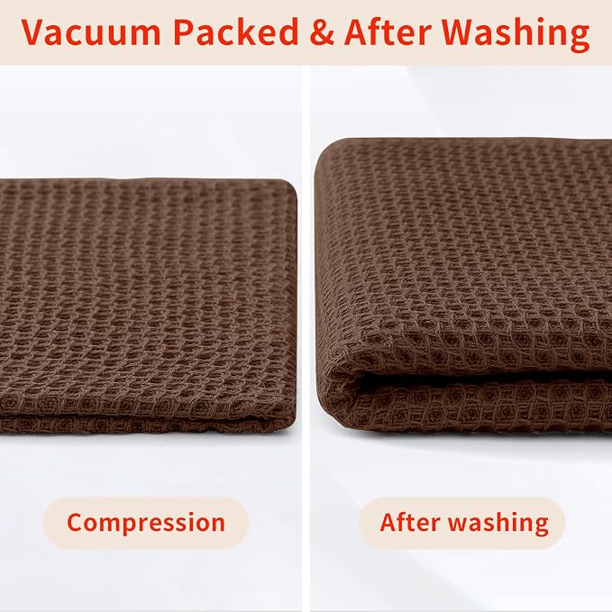 Homaxy 100% Cotton Waffle Weave Kitchen Dish Cloths 12-Pack, Coffee | 12 x 12 - Image 8