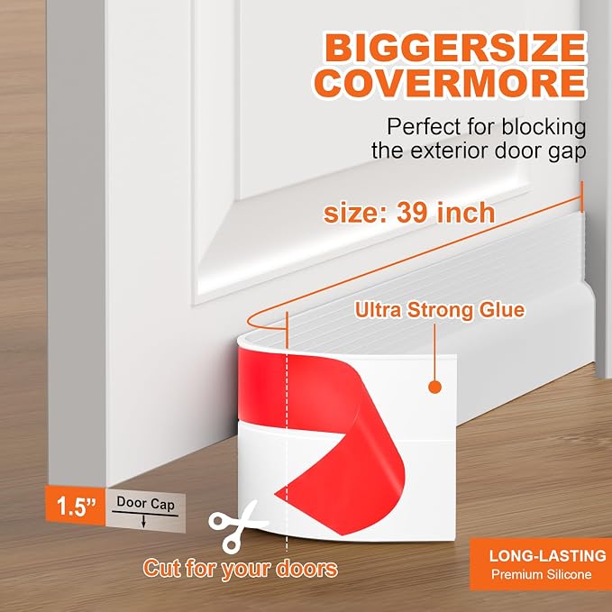 6Pack Door Draft Stopper, Weather Stripping Door Seal Gap Filler Bottom Noise - Image 8